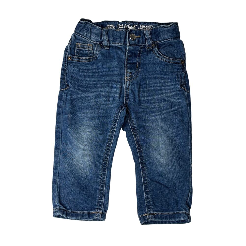 Cat & Jack Adjustable Waist Blue Jeans 18 Months Skinny‎ Super Stretch Casual